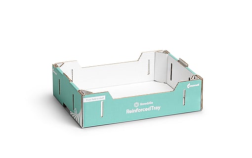 İstiflenebilir ve geri dönüştürülebilir oluklu tepsi.