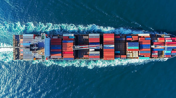 boat with shipping containers