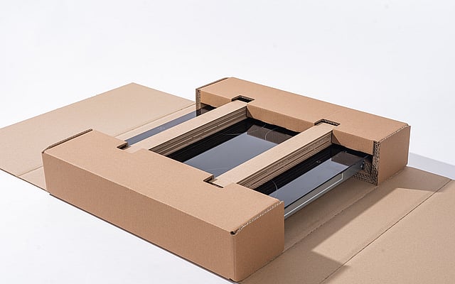 Oluklu mukavvadan üretilmiş fırın veya ocak ambalajları.