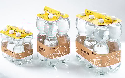 PET şişeler için hug&hold ambalaj.